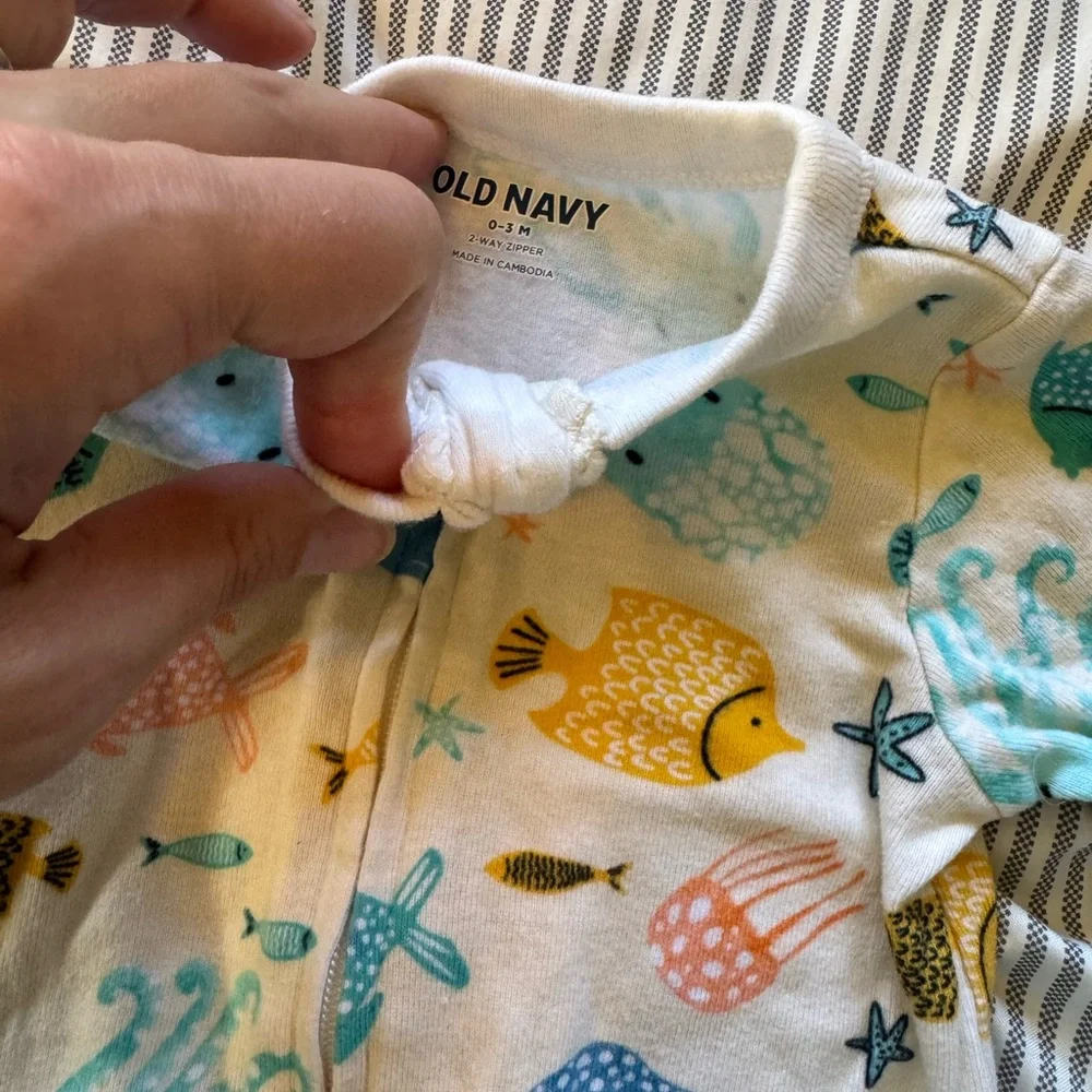 Baby Footies in Blue, Brown, and White - Picture 9 of 9